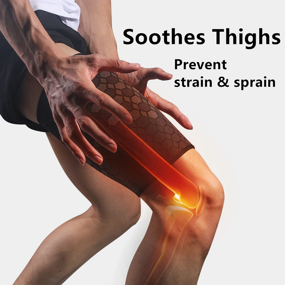 1Pair Thigh Compression Sleeves Breathable Elastic Anti Slip Quad and Hamstring Support Upper Leg Sleeve For Sports Running leg compression sleeves