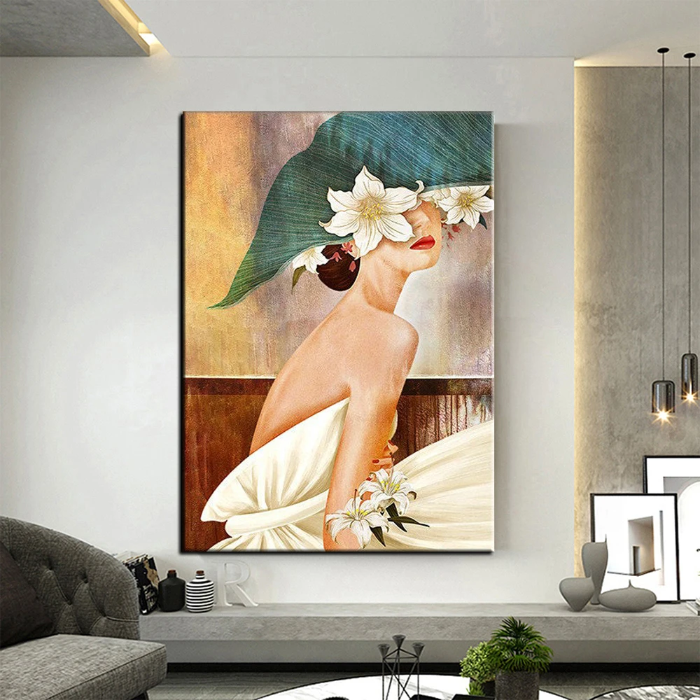 

Hand Painted Oil Painting The Hat Lady original oil painting canvas Figure portrait woman painting art painting for home decor