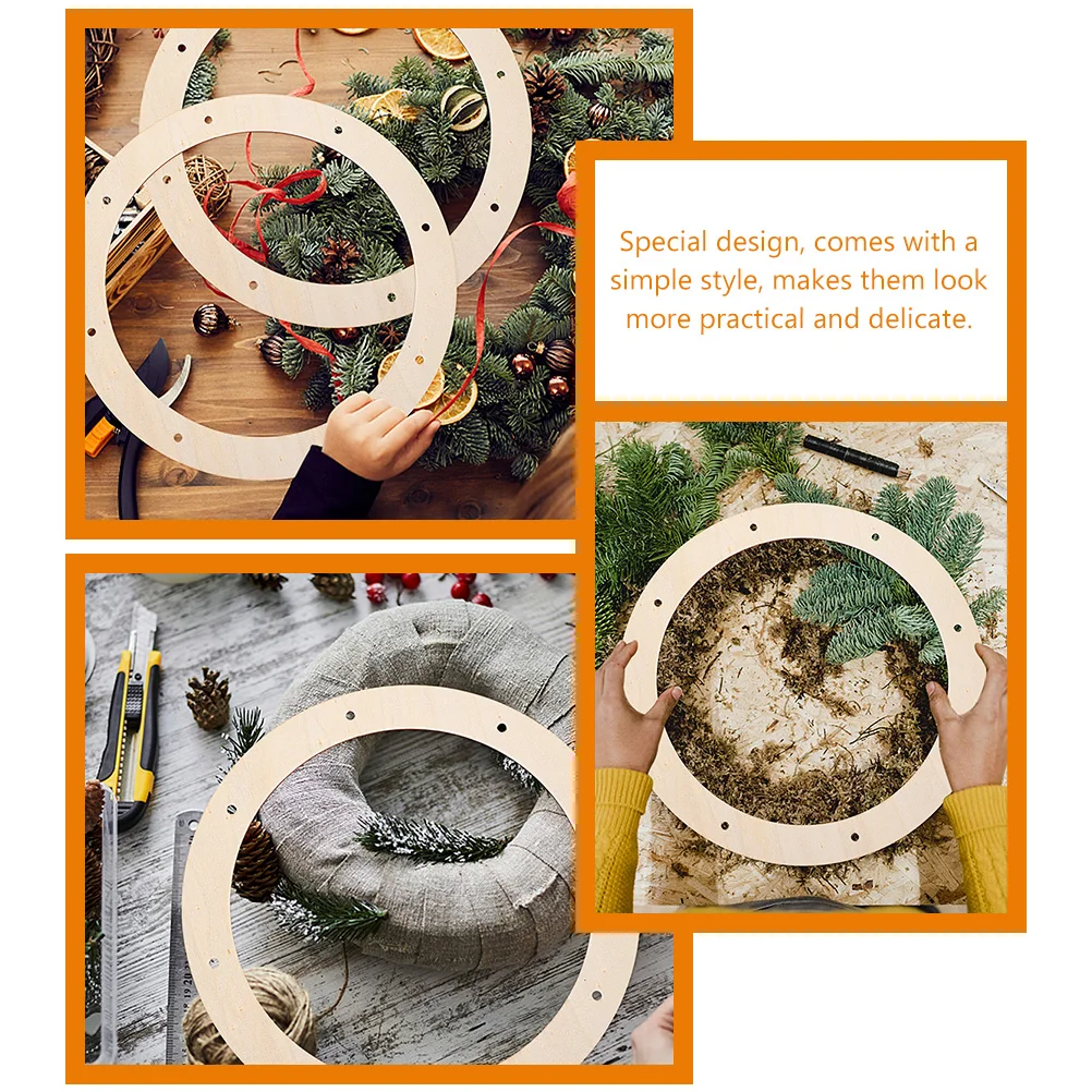 Wreath Rings Round Floral Wreath Hoop Wood Circle Wreath Frames DIY Wreath Craft Tools for Wedding Christmas Decorations