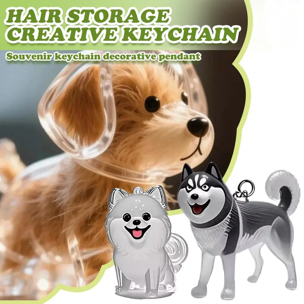 Transparent Pet Hair Storage Keychain Pendant