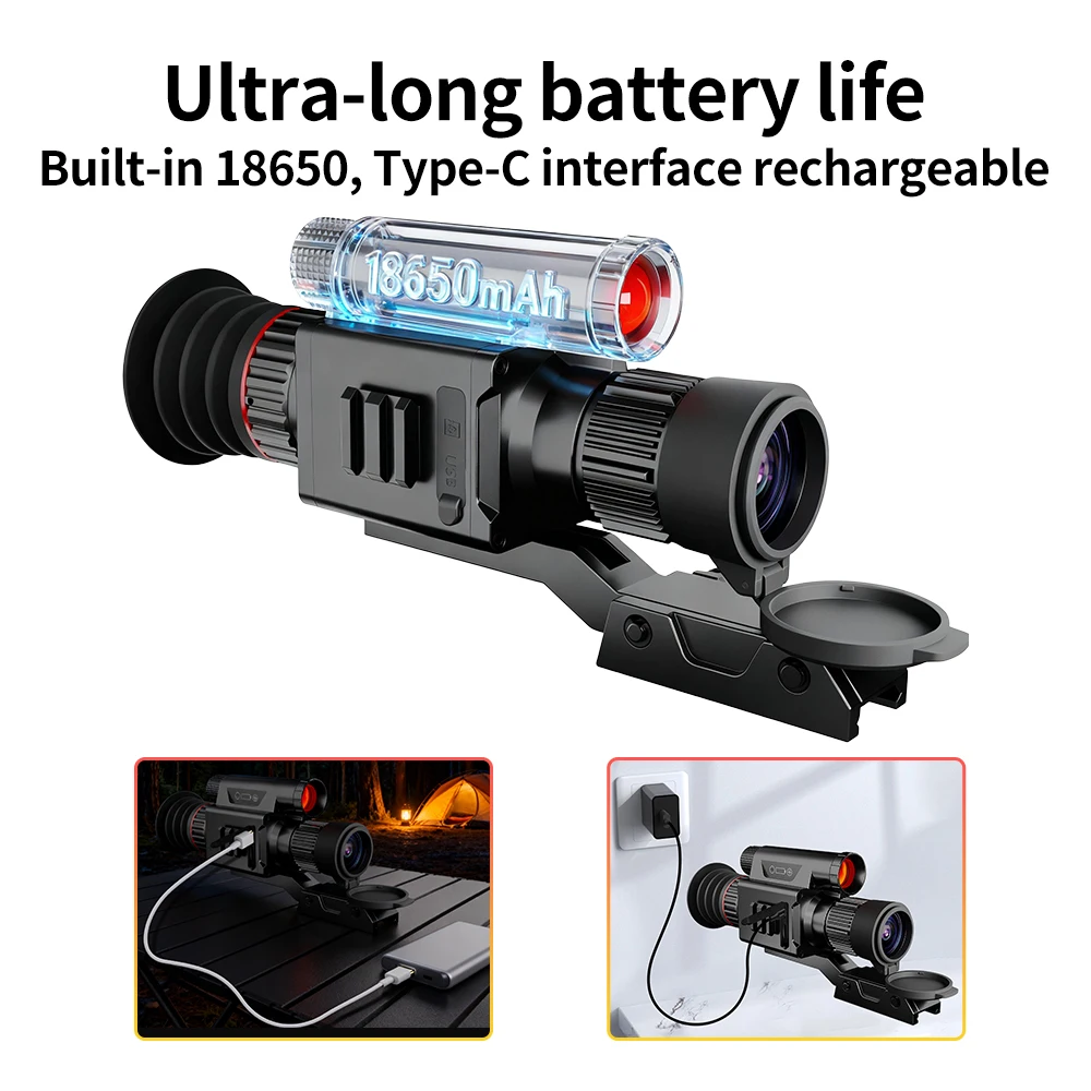 4K Hunting Night Vision Scope with PIP Video Rec Support 4X Digital Night Vision
