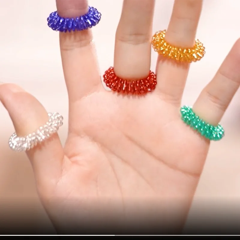 5-15pcs Acupressure Rings Spiky Sensory Finger Rings Set for Teens  Adults Stress Reducer Massager Stress Relief Fidget Toys 2