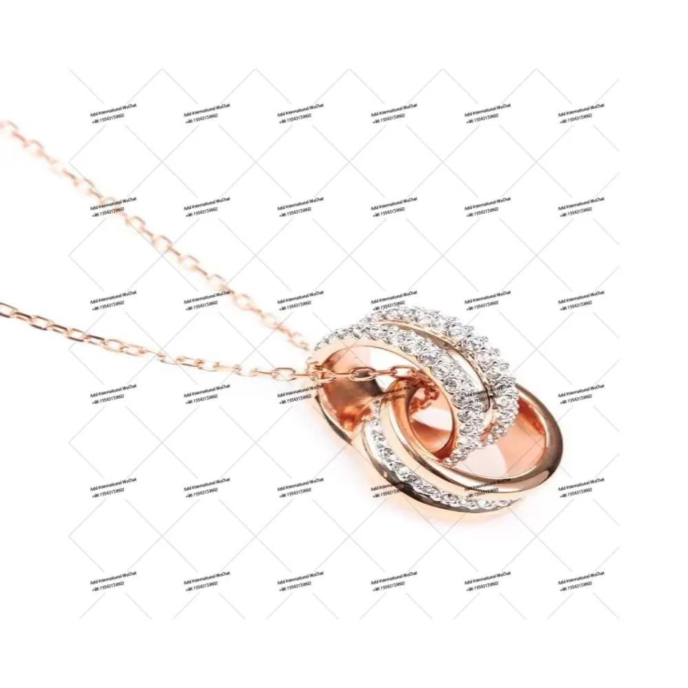 SHL original new elements, crystal dynamic collarbone necklace, double ring inlaid multi-color chain, high-quality birthday gift