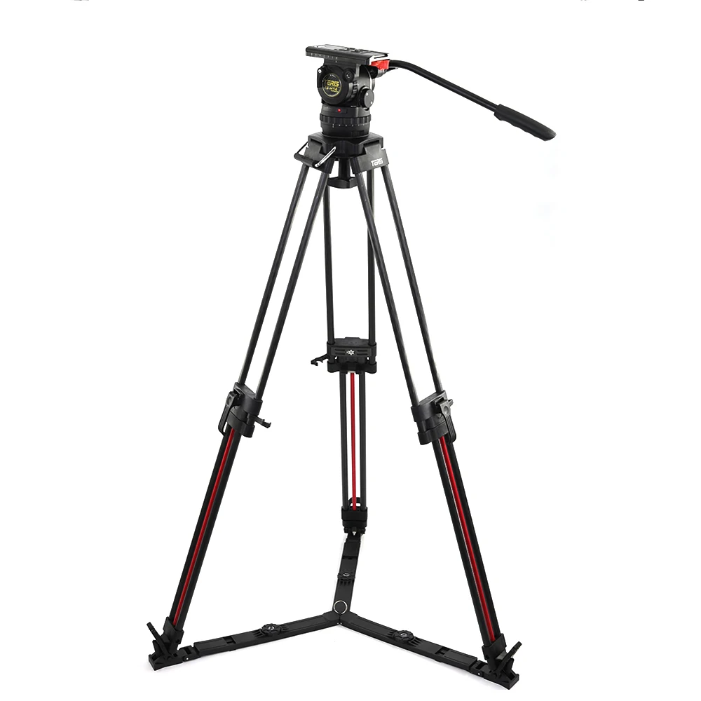 Teris TS-H14CF-Q 유체 헤드 및 삼각대 키트, 탄소 섬유 사진 촬영 삼각대, TS-DV 터치 앤 고 플레이트 포함, 100mm 헤드 피팅
