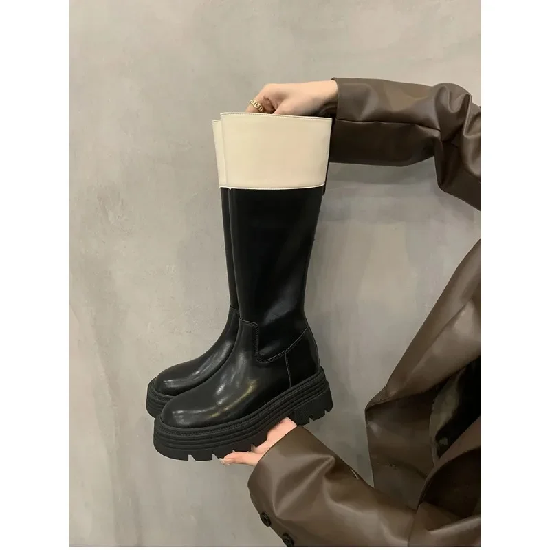 2023 Platform Women Knee High Boots Fashion Thick Bottom Ladies Elegant Long Knight Booties Winter Mix Colors Women's Footwear