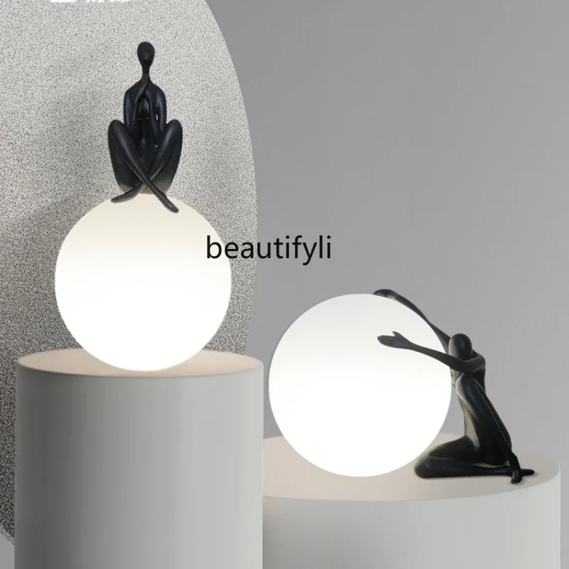

Creative Human-Shaped Art Sculpture Table Lamp Light Luxury Bedroom Bedside Decorative Lamp Designer Decoration Lamp