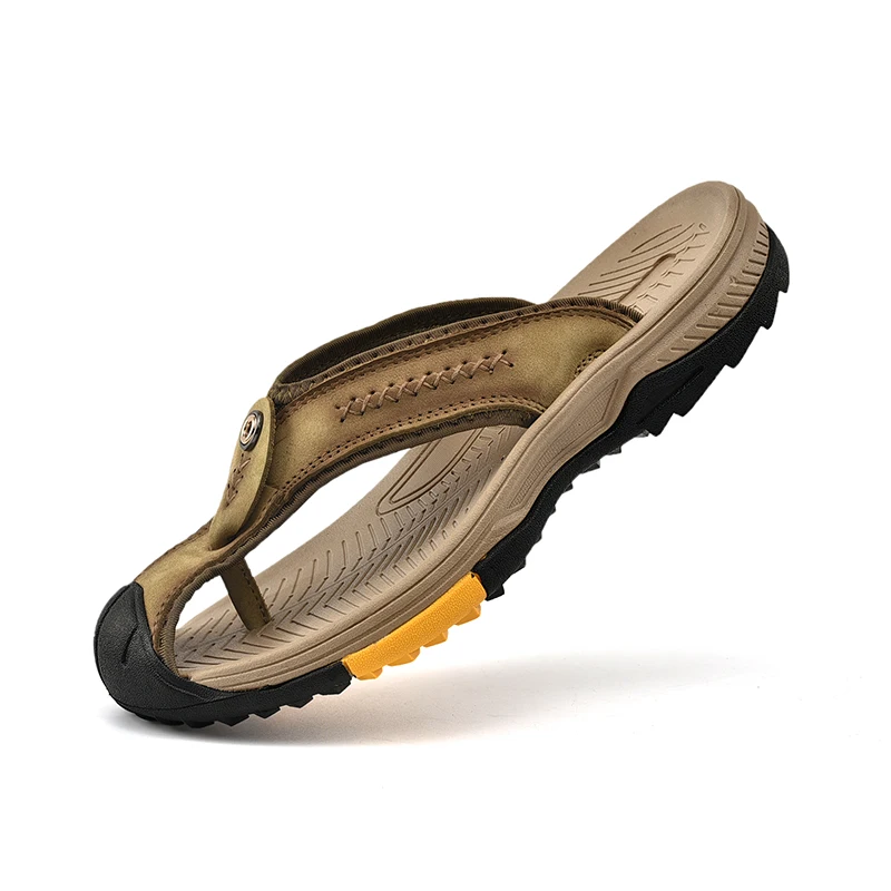 

Summer Simple Striped Non-Slip Design Flip Flops Male Korean Version Of Soft Massage Casual Slippers Milk Sores Beach Sandals