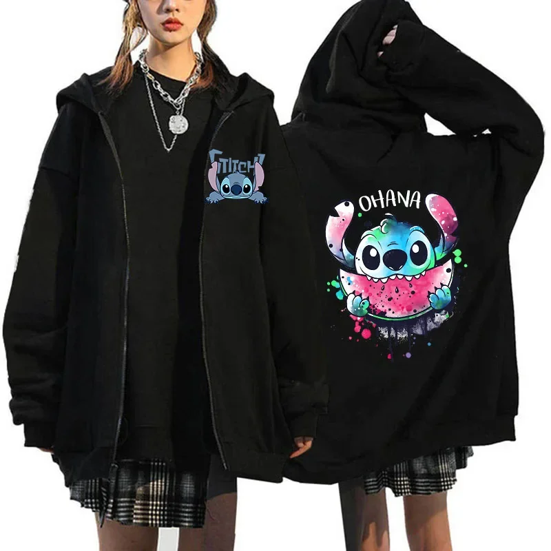thumbnail image 1 of Sudadera con capucha de dibujos animados de Disney Stitch para mujer, ropa de calle de Manga, Harajuku, Anime, divertido, invierno, años 90, 1 of 5