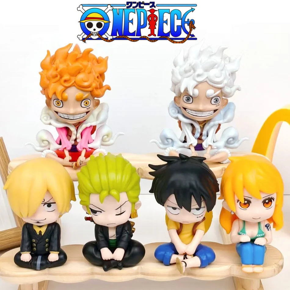 Q Version One Piece Nika Luffy Roronoa Zoro Nami Sanji Mini Figure