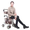 Foldable Walking Trolley  Lightweight FourWheel Mobile Chair Large Capacity Elderly Shopping Aid with Seating Mobility Walker 5