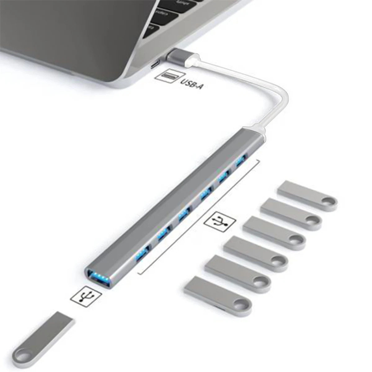 7 Ports USB HUB USB C USB 3.0 HUB 7-in-1 Type C Multi-port USB Splitter OTG Adapter USB Adapter for Macbook Pro Air PC Laptop — view 6