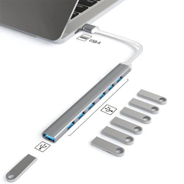 HUB USB de 7 puertos USB C USB 3,0 HUB 7 en 1 tipo C divisor USB multipuerto adaptador OTG adaptador USB para Macbook Pro Air PC portátil 6