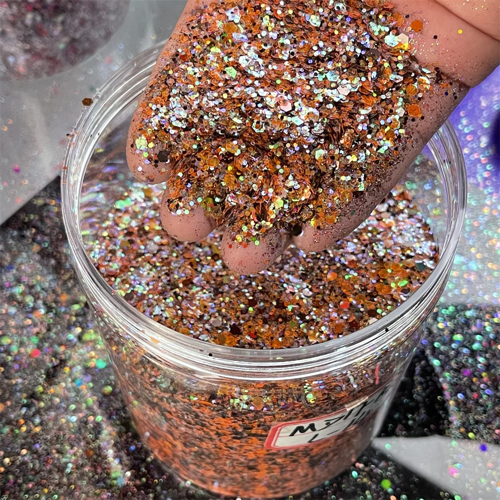 50g/Bag Holographic Chunky Nail Glitter Bulk Colorful Mixed Hexagon Sequins  Flakes For Cosmetic/Face/Body/Eye/Hair Decorations