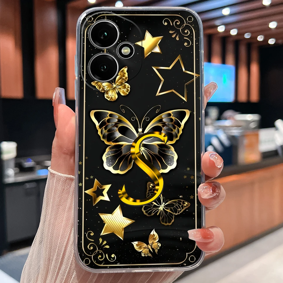Luxury Letters Pattern Soft TPU Clear Silicone Anti-Drop Phone Case