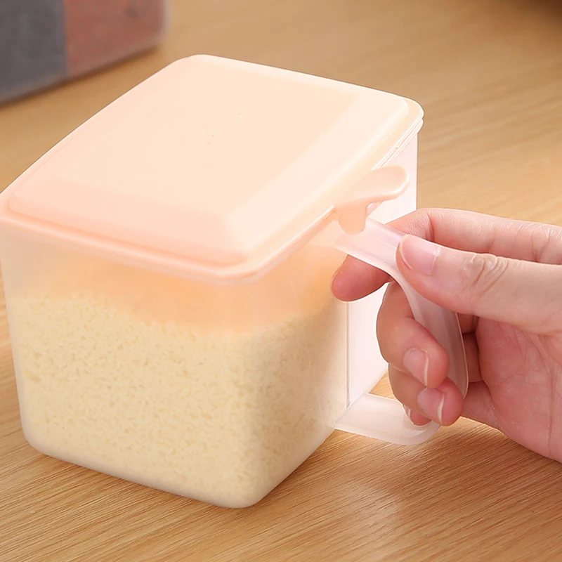 Kitchen Seasoning Box Spice Organizer Sugar Bowl Salt Shaker Seasoning Container Spice Boxes with Spoons Kitchen Supplie Storage Seasoning Jar Salt Shaker Spices Bottle Sauce Storage Box