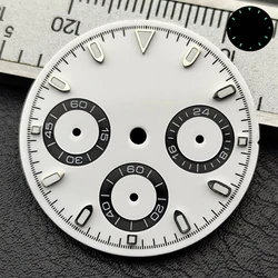 Black 29mm Dial with Green Luminous Accents and Custom Logo - Watch Hands and Accessories (WHITE)