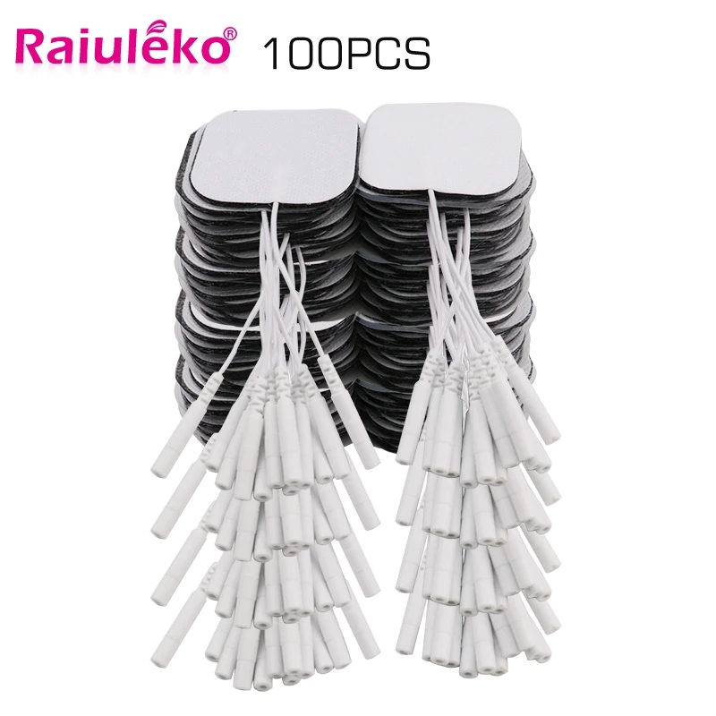 20/50/100Pcs 5x5cm Ems Nerve Muscle Stimulator Electrode Pads Gel Electrode Pads Tens Electrodes Physiotherapy Machine 2mm Plug