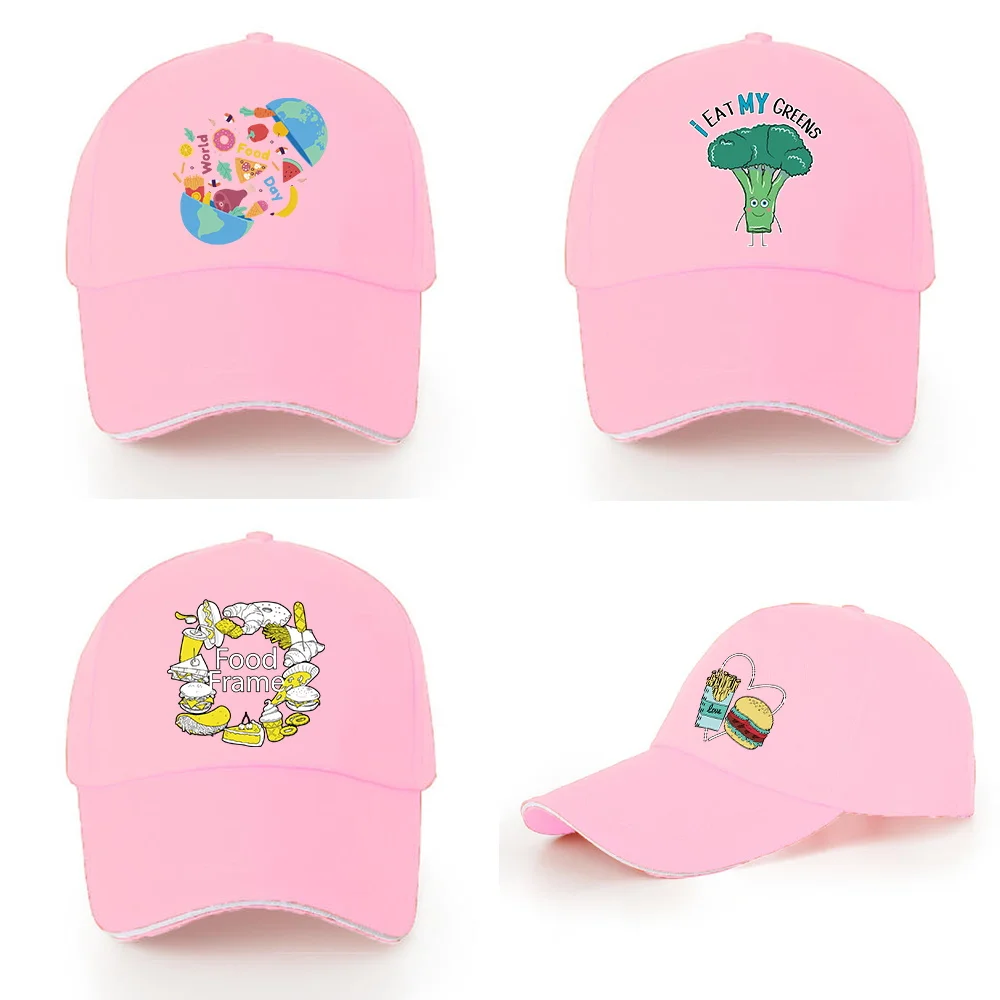 

Unisex Pink Hip Hop Dad Hats for Men Women Baseball Cap Snapback Caps Casual Sun Hat Food Series Cotton Gorras Hombre
