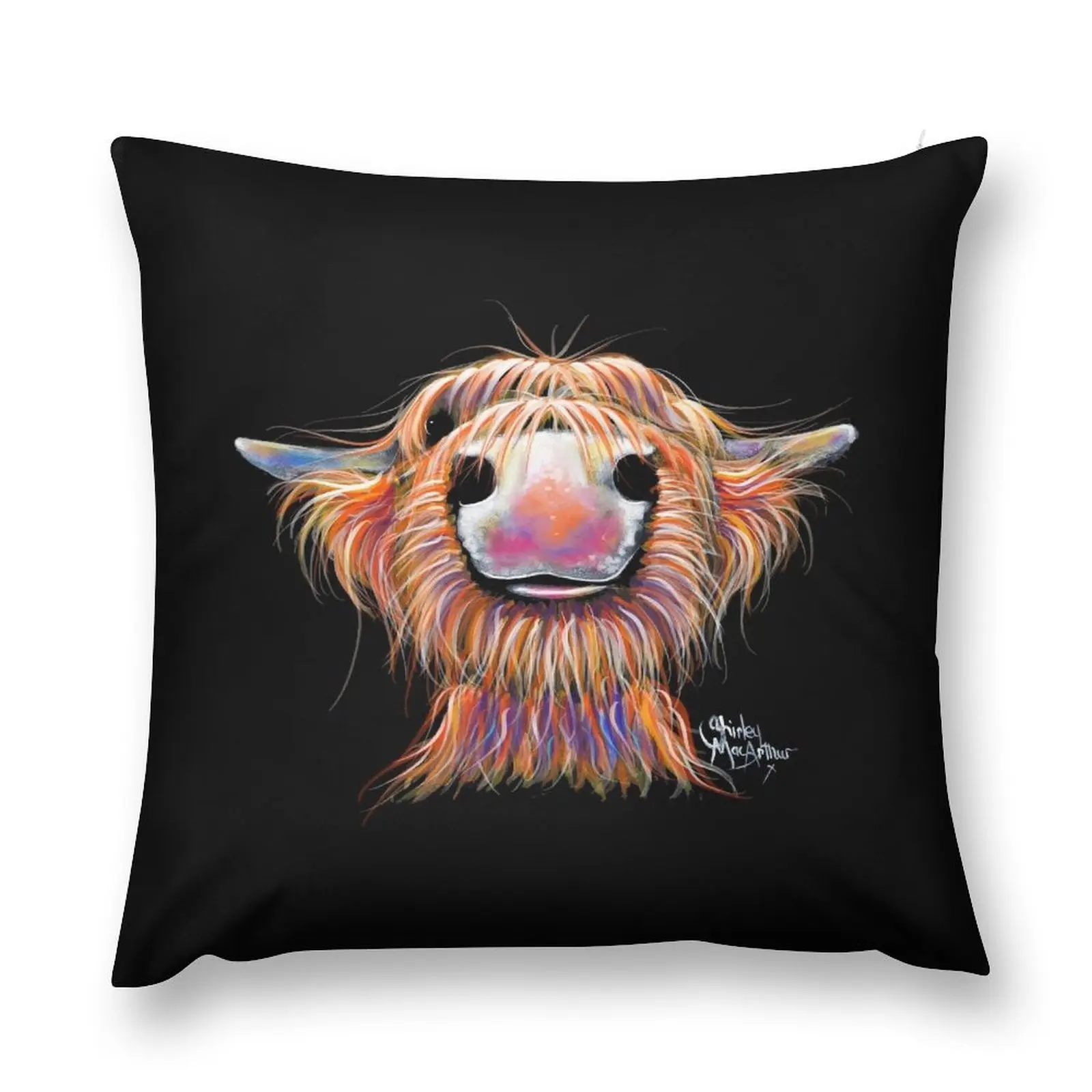 

Highland Cow PRiNT 'IRN BROO' By Shirley MacArthur Throw Pillow Decorative Cushions Luxury Pillow Case