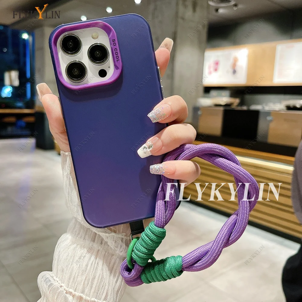 Silver Shockproof Phone Case with Magnetic Suction and Hand Rope