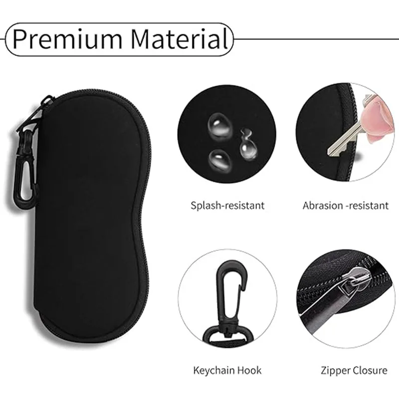 Ultra Light Neoprene Sunglasses Soft Case with Zipper & Belt Clip