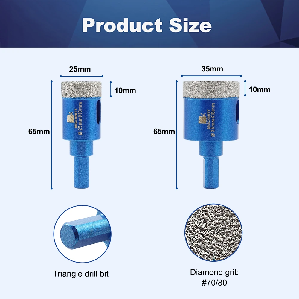 BRSCHNITT-Diamond Drill Bit For Glass Drilling, Ceramics Drill Tiles Marble, Dia 25, 35mm Hole Saw Drill Bit 1pc