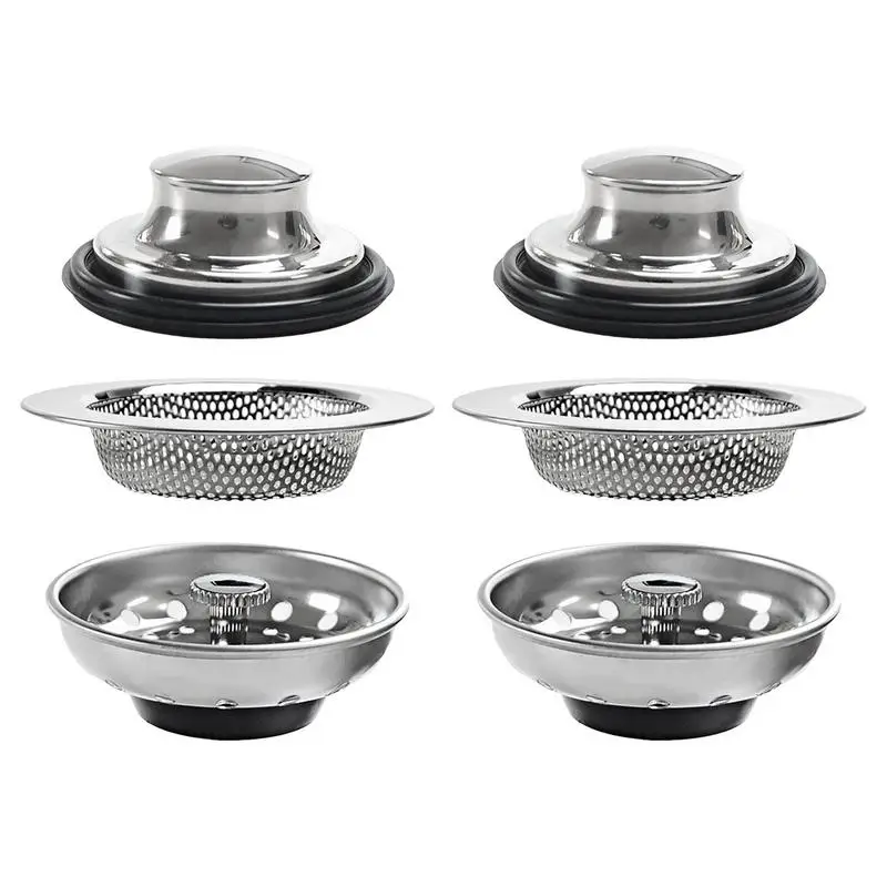 6pcs Kitchen Sink Strainer Stainless Steel Kitchen Sink Filter Net Food Slag Stopper Plug Universal Kitchen Sink Strainer universal bathroom sink strainer 304 stainless steel water stopper sink water filter plug kitchen sink tools kitchen accessories