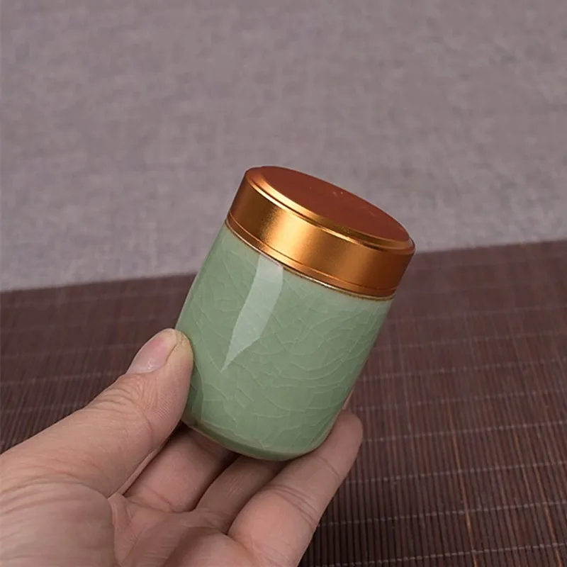 Ceramic Tea Caddy Mini Storage Boxes Sealed Coffee Powder Cans Tea Leaves Container Portable Tea box Organizer Fine tea set