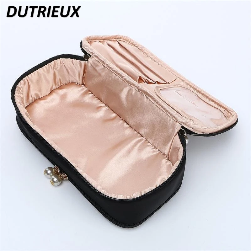 Lace Portable Women's Makeup Bag Double-Layer Cosmetic Bags Large Capacity Storage Travel Jewelry Bag Multi-Purpose Cases