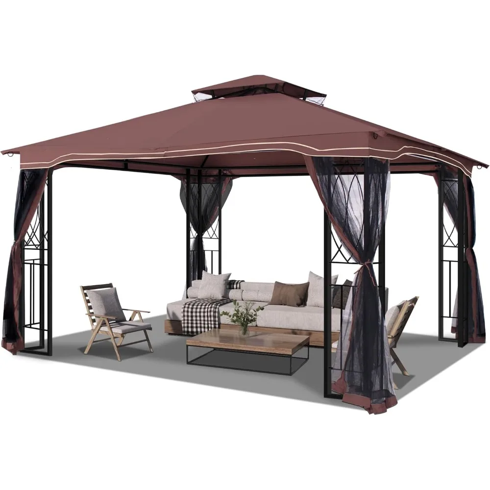 Outdoor Patio Gazebo - Porch Gazebo with Polyester Roof & Breathable Netting, Best for Garden, Lawn, Backyard Deck 2