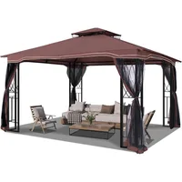 Outdoor Patio Gazebo - Porch Gazebo with Polyester Roof & Breathable Netting, Best for Garden, Lawn, Backyard Deck 2
