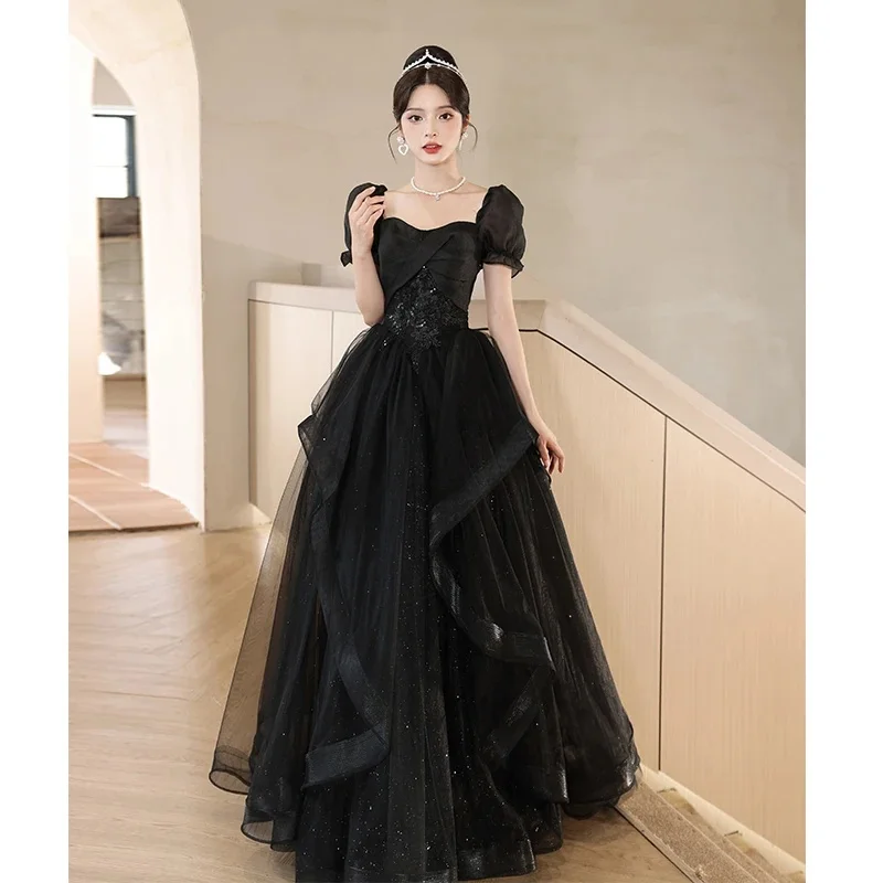Elegant Black Evening Gown Hostess Dress for Adult...