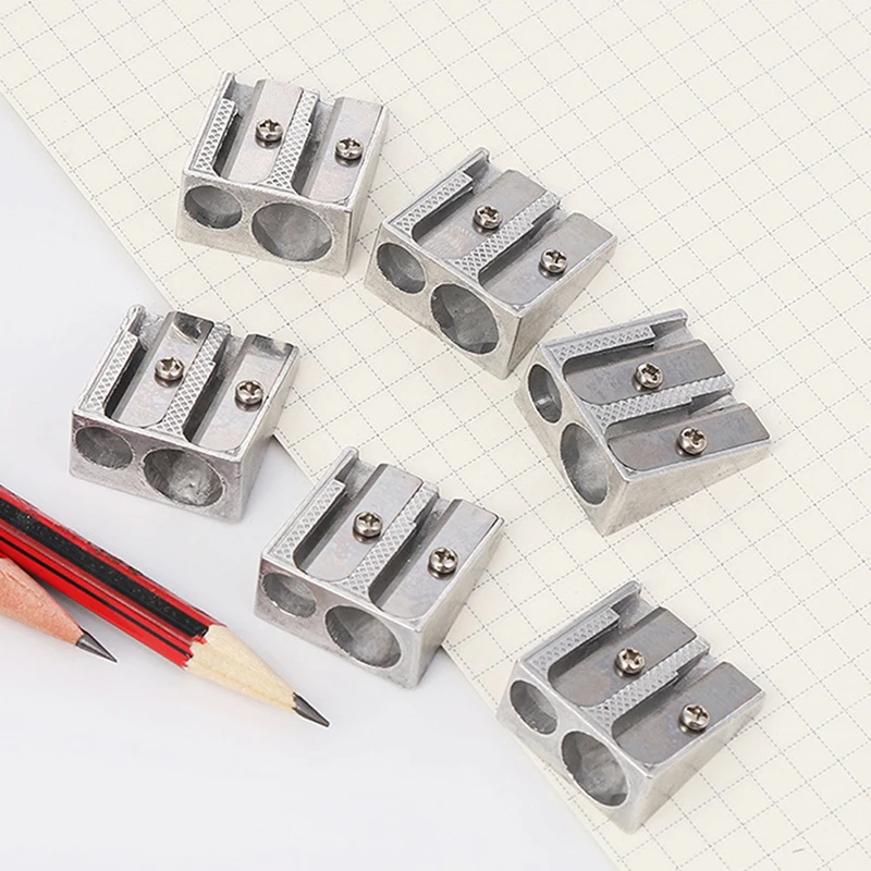 

New 1Pcs Reliable Metal Pencil Sharpeners Double Hole Drawing Writing Sharpener