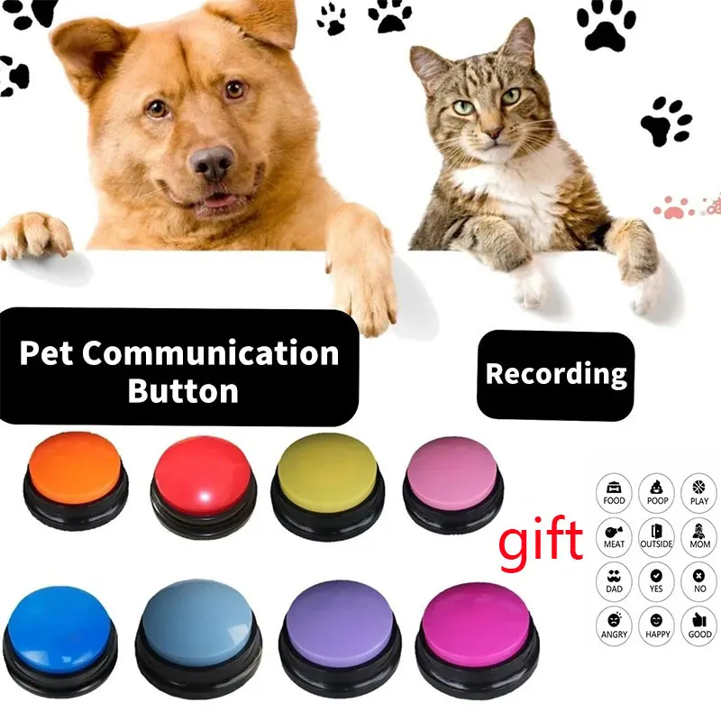 Recordable Talking Button with Led Function, Buzzer, Dog Pet Training  Clickers, Dog Games, Orange+Blue+Green+Pink 