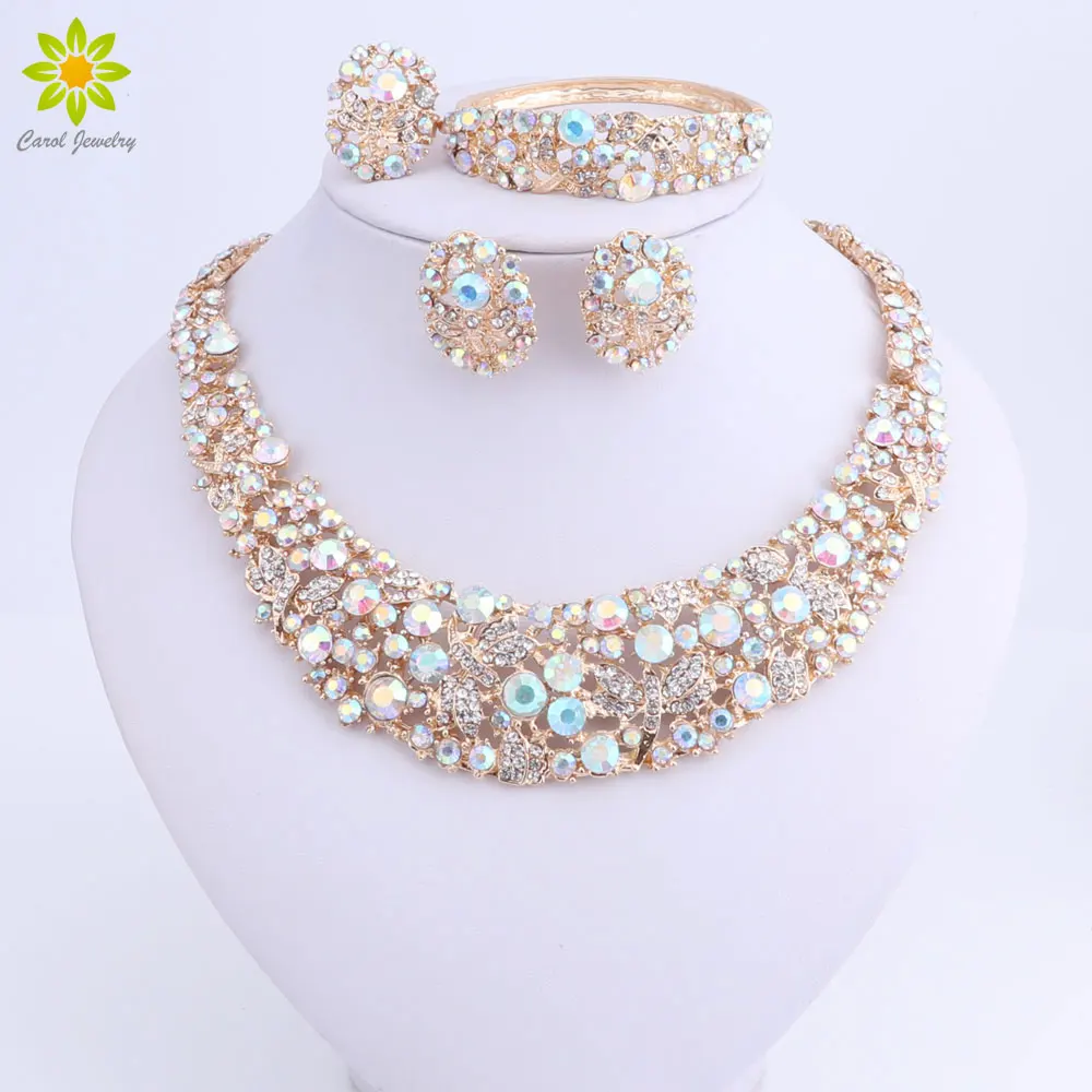 Bridal Jewelry Sets For Women Party African Beads Ab Color Crystal