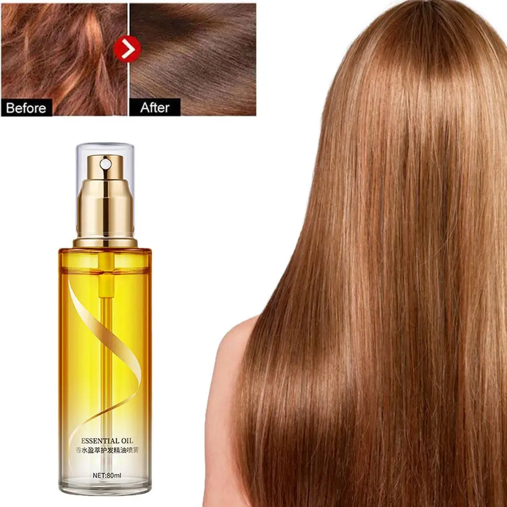 80ml Duft Haarpflege ätherisches Öl Spray Reparatur Behandlung Haaröl Ernährung Pflege glatte Kopfhaut Haaröl Frizz Dama R3V5