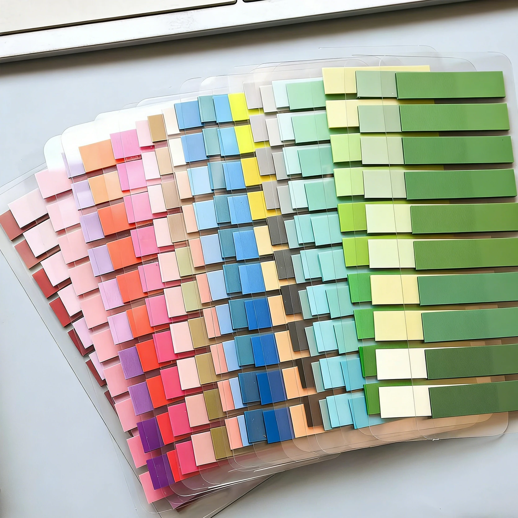 Vibrant Multicolor Gradient Page Tabs - Clear Self-Adhesive Sticky Notes for Reading, Studying & Office Use