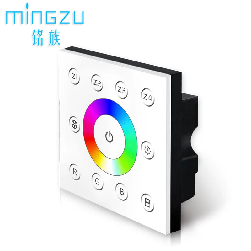 

DMX512 signal Touch panel P7 Tempered glass switch RGB LED strip light controller 4 zone 12 Channel Wall Washer Dimming control