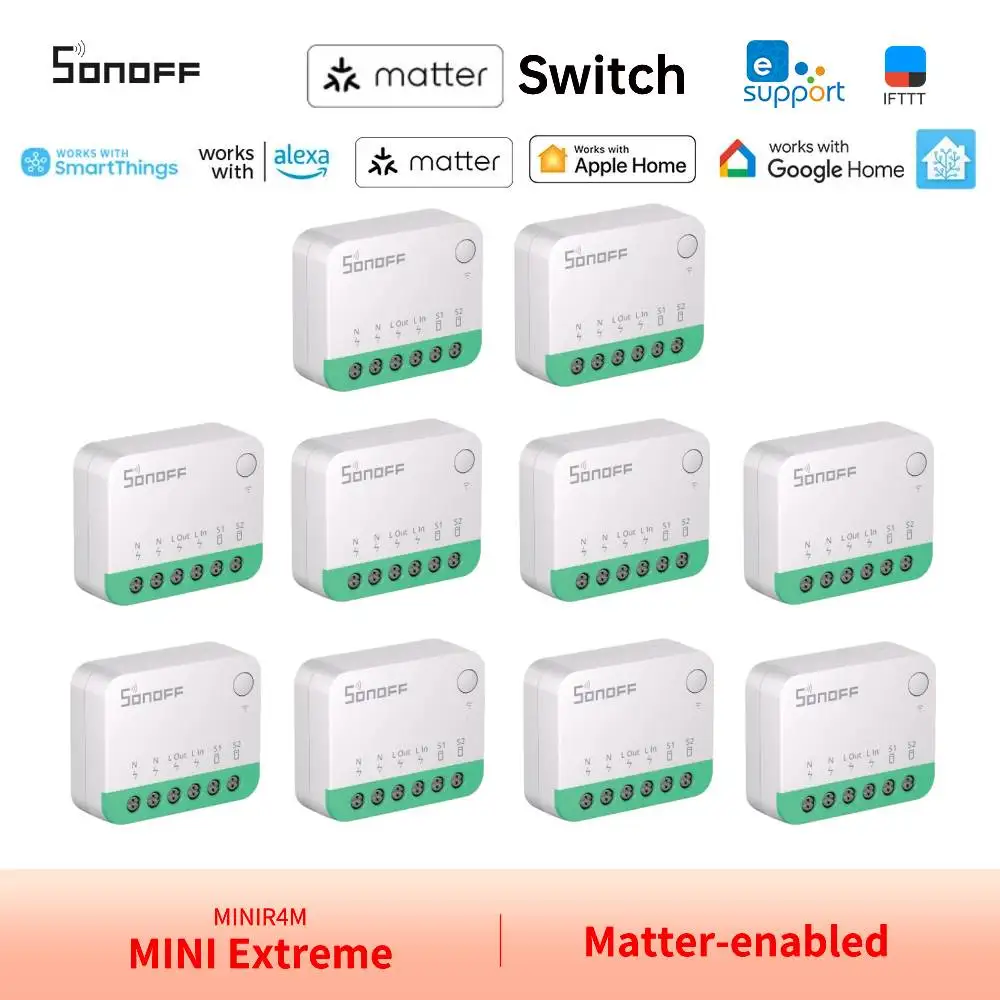 SONOFF MINIR4M MINI Extreme WiFi inteligentny przełącznik odłączający przekaźnik material wsparcie Alexa Google Home Assistant Home Smartthings