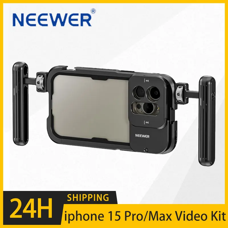 NEEWER 듀얼 핸들 비디오 리그 케이지, 퀵릴리즈 67mm 필터 어댑터, 17mm 렌즈 백플레인, 15 프로, 15 프로 맥스 