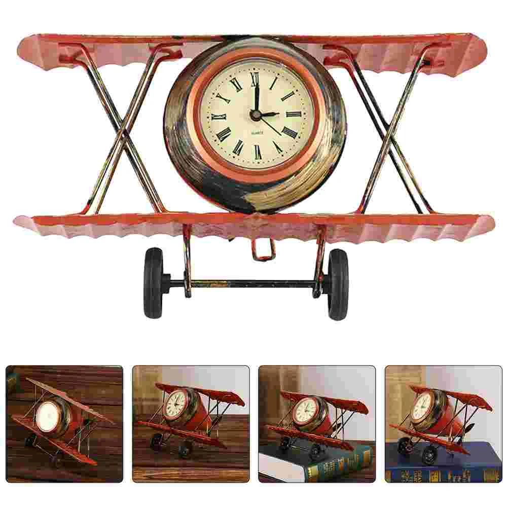 

Airplane Clock Ornament Vintage Metal Iron Plane Clock Decoration Home Decoration