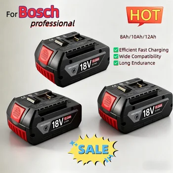 Batteria Originale Bosch 18V, Batterie di Ricambio da 12000mAh, Sistema Professionale Senza Fili, Utensile BAT609 GBA18V80