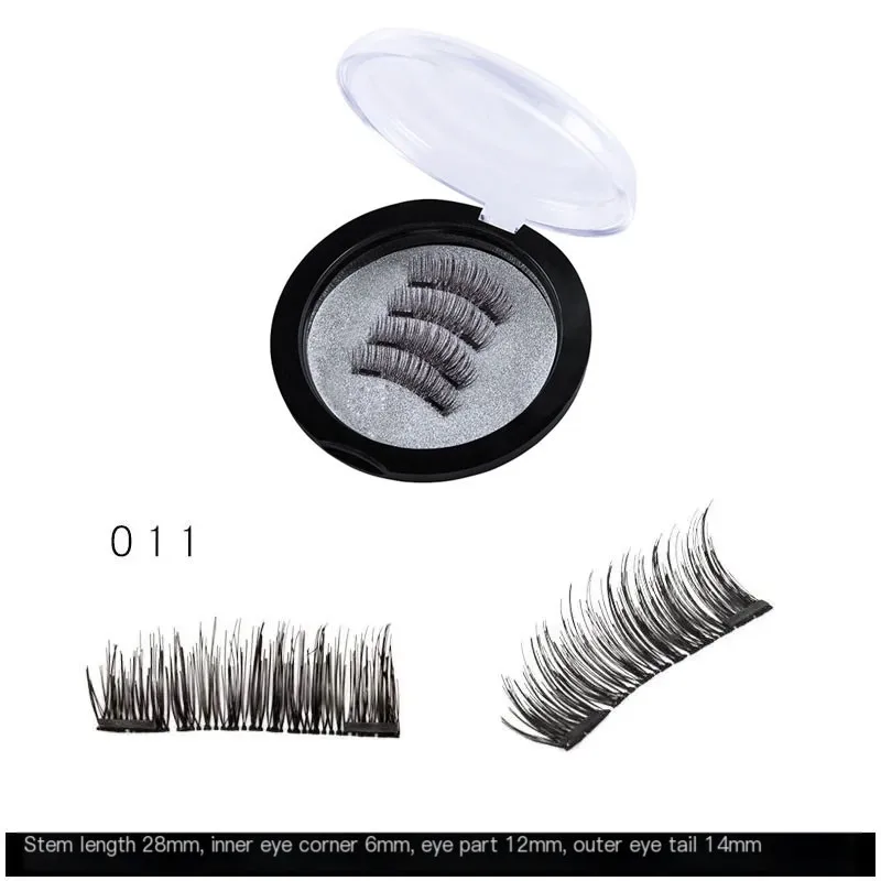 3D Natural Magnetic Eyelashes Magnetic Lashes Box Reusable False Eyelashes Portable Makeup Tool 2 pairs