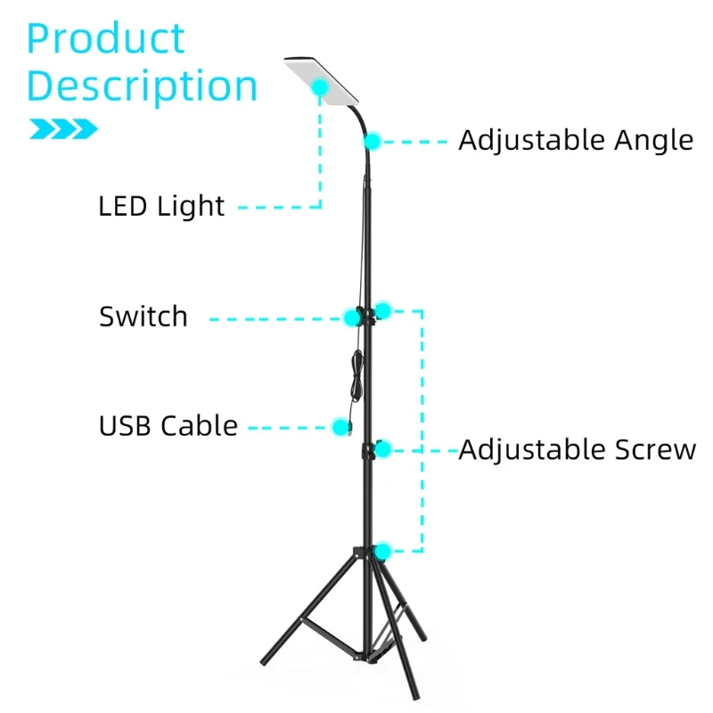 Portable Outdoor Camping Light Selfie Camera Lamp USB Power Adjustable Telescoping Tripod USB LED Lamp for Travel Fishing