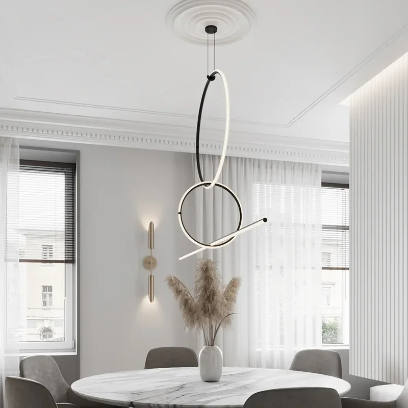 Post Modern Geometric Pattern Pendant Lights For Living Dining Room Home Decor LED Strip Minimalist Hanglamp Indoor lighting
