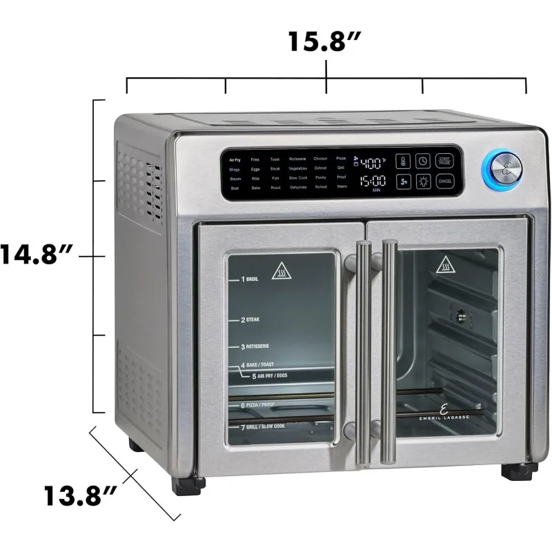 Emeril Lagasse 26 QT Extra Large Air Fryer, Convection Toaster Oven with French Doors, Stainless Steel 3