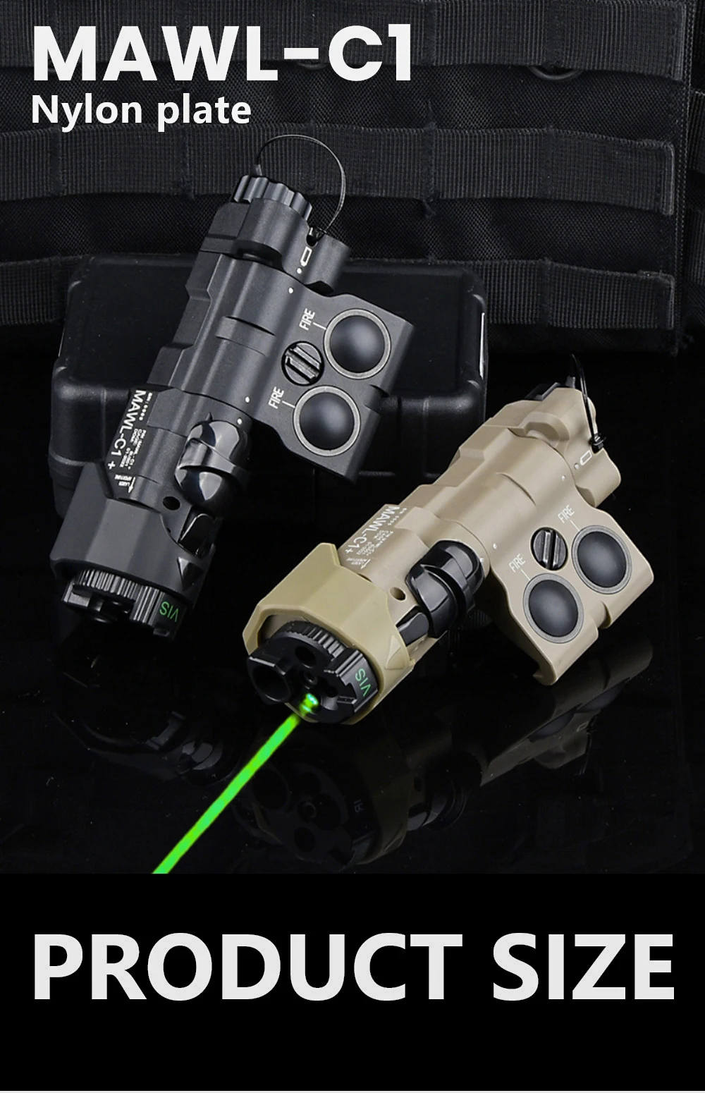 Description Picture 2 of itemWADSN New MAWL-C1 Upgraded Tactical Airsoft Nylon Plastic CNC LED Aiming MAWL Red Dot Green Blue Hunting Weapon Lights IR Laser