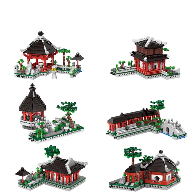 Famous Chinese Classical Suzhou Architecture Building Block 6in1 China Garden Building Brick Toys Collection Assemble Model 2