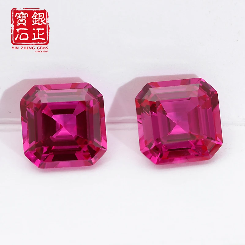 YinZheng Flame Melted Pink Sapphire Asscher Cut for Jewelry Making Cultivate Pink Sapphire loose gemstones
