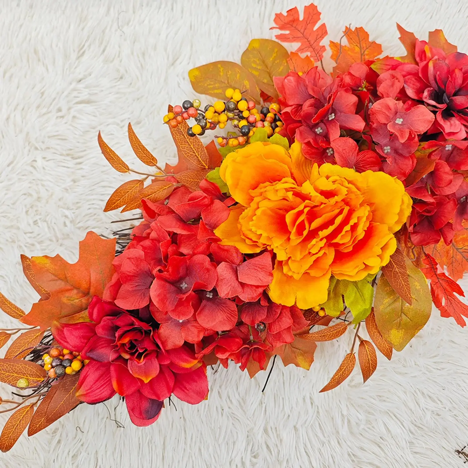 Artificial Fall Flower Wreath Hanger Wall Decor for Farmhouse Outdoor